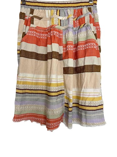 The Odells Skirt Anthropologie Sm Petite Tan Pleated Elastic Waist Aztec Print
