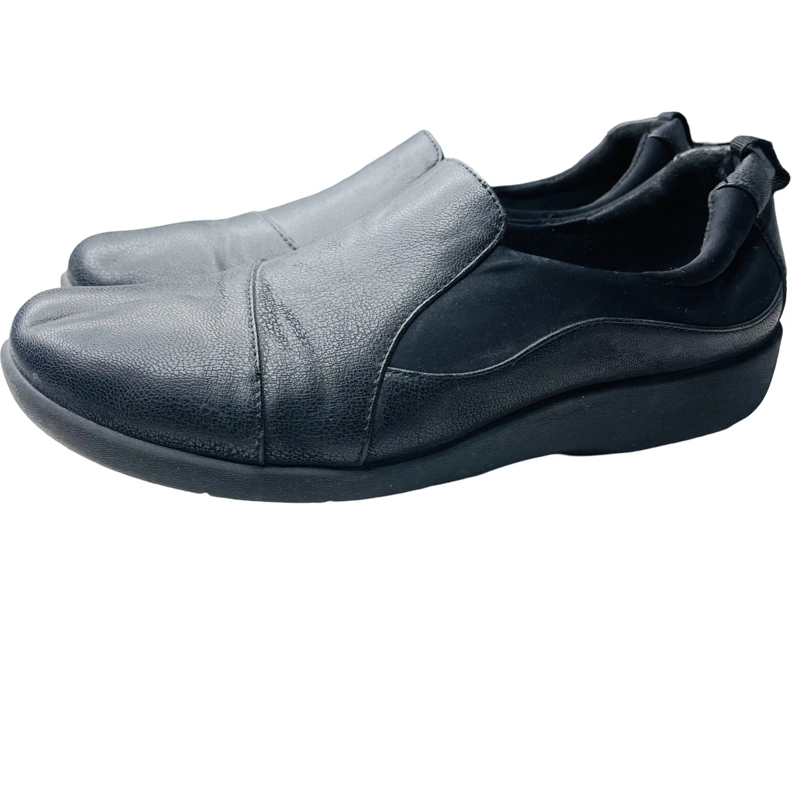 Mocassini donna Clarks Sillian Paz slip on neri taglia 11 stretti