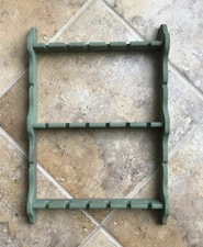 Vintage Wooden Spoon Wall Hanger Country Farmhouse Slightly Shabby Sage Green