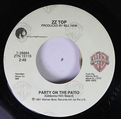 Rock 45 Zz Top - Party On The Patio / Sleeping Bag On Wb Rock 45 Zz Top - Party On The Patio / Sleeping Bag On Wb
