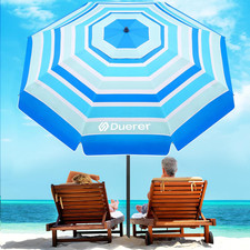 8.5FT Beach Umbrella with Sand Anchor  Heavy Duty Windproof UPF 50 Sun Shade, Po