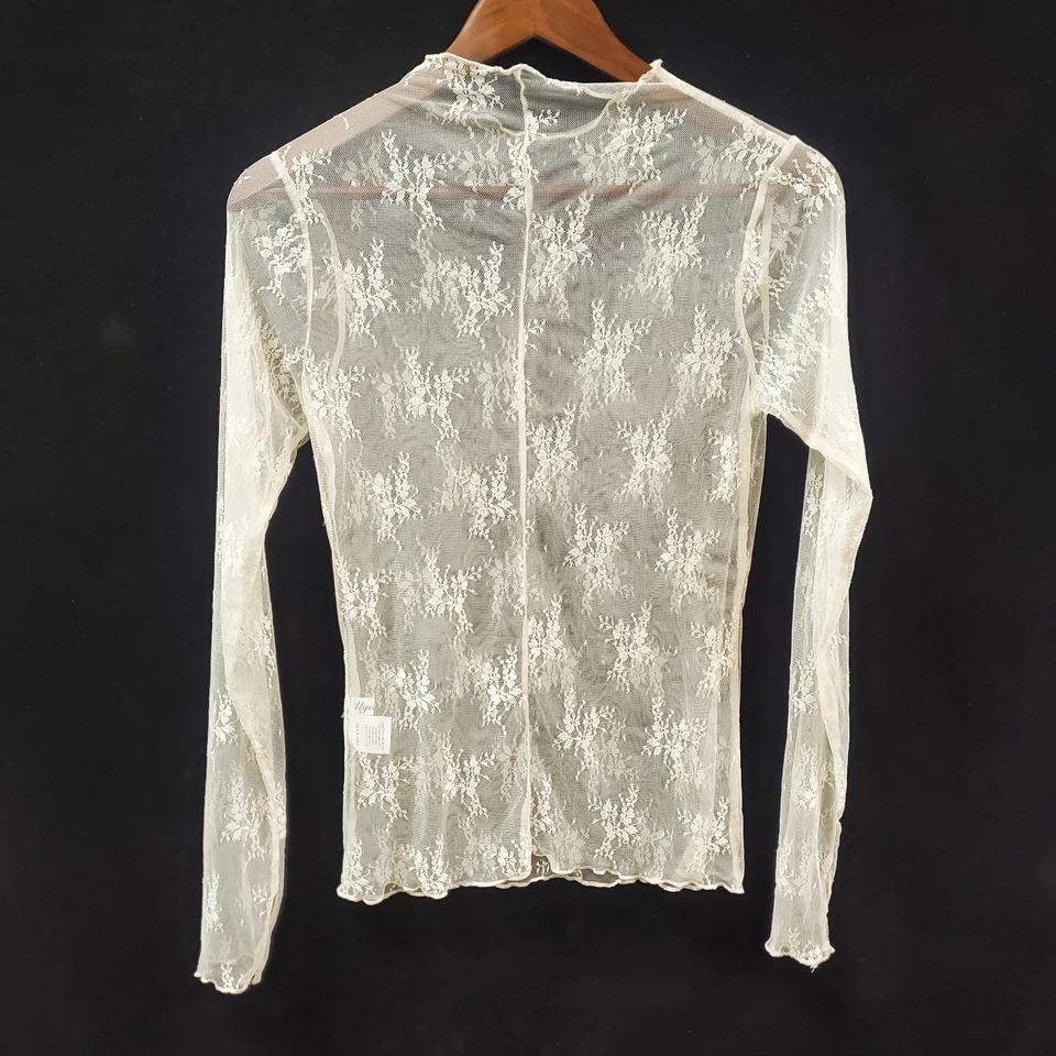 Top grunge de hadas floral de malla para mujer talla M marfil cottagecore delicado Foto 3 de 4
