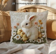 Lovely Bunny & Chicks Cushion Cover Animal Decor Throw Pillow Easter UK (B1)