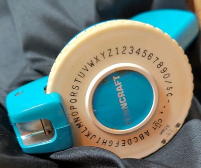 Penncraft Vintage Manual Rotary Embossing Label Maker Blue Handheld Office Tool