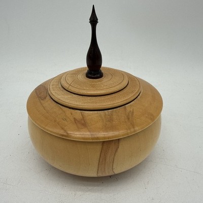 Hand Turned Spalted Lidded Bowl 2014 Harold Lambert Box Elder Wood