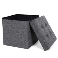 Songmics Sitzhocker Mit Stauraum Faltbar FußHocker Dunkelgrau 38X38X38 Cm