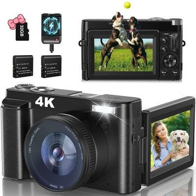 Digitalkamera 48MP 4K Autofokus Fotokamera Fotoapparat 16X Digital Zoom mit 32GB