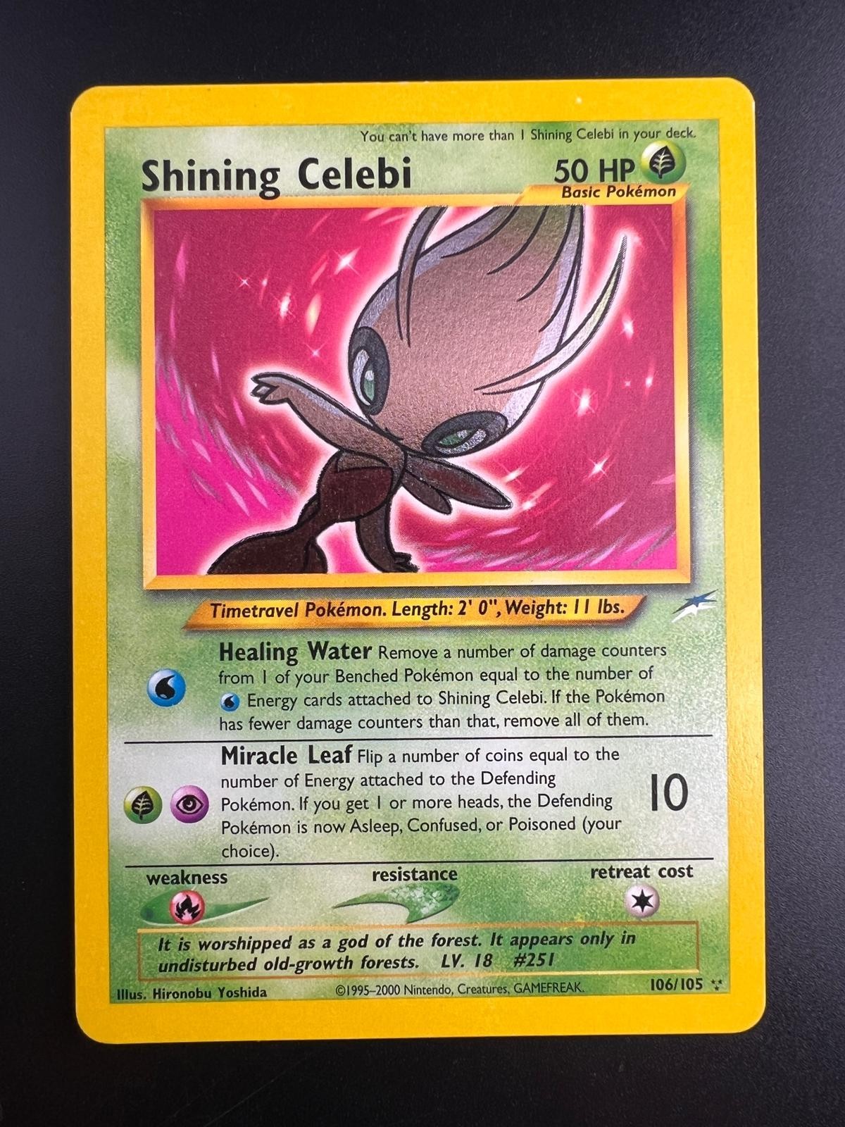 Shining Celebi - 106/105 - Pokemon Neo Destiny Unlimited Holo Rare Card WOTC NM