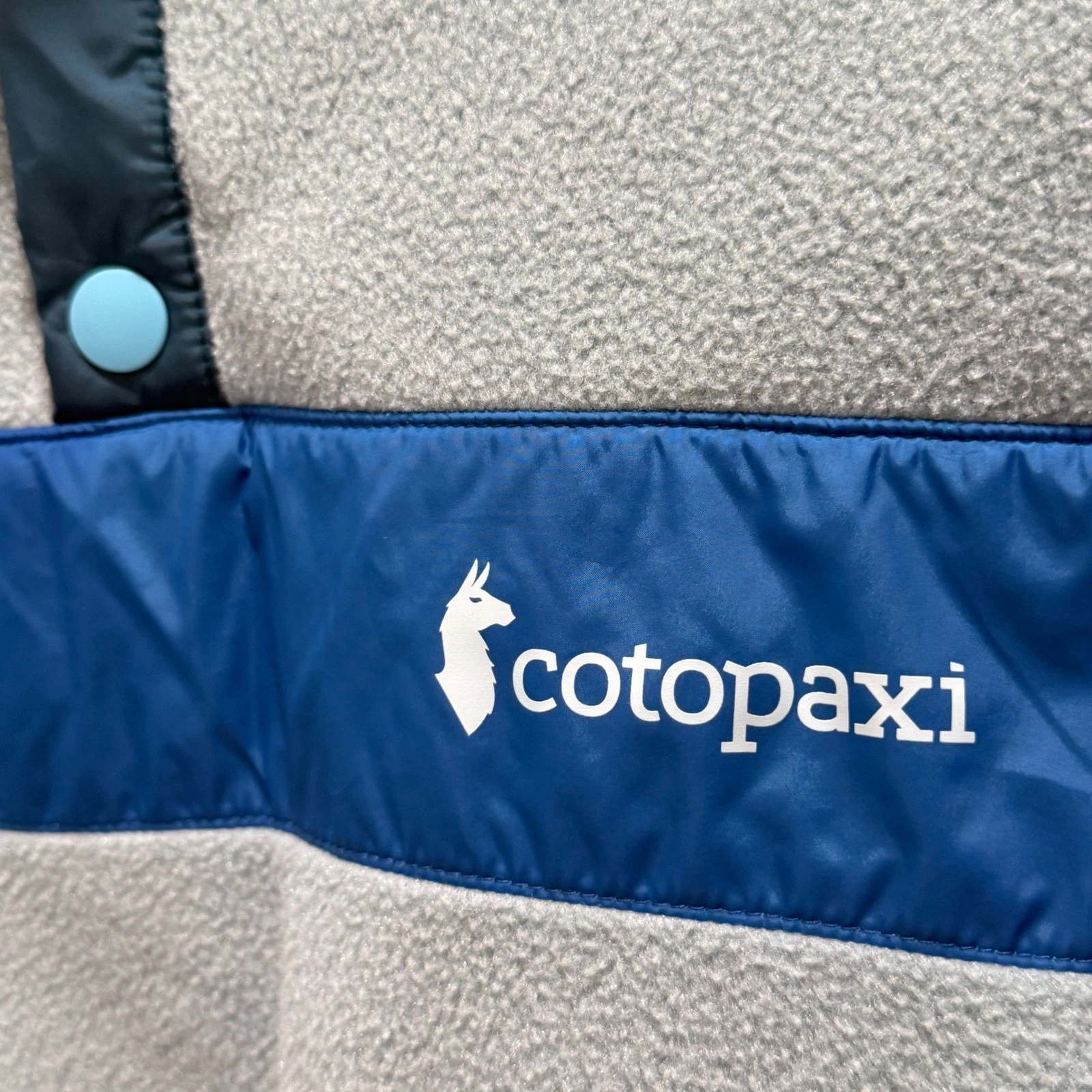 Cotopaxi Teca Fleece Pullover Mens Medium Light Blue Snap Neck Jacket Llama Logo image 6