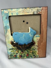 Creative Co-Op Picture Frame Illustrated Art Eva Crawford Artist Christmas Bird