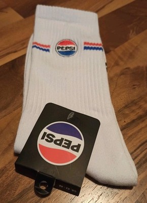 Original Pepsi Socken Retro Style Gesticktes Logo Unisex Weiß Gr. 43-46 Merch