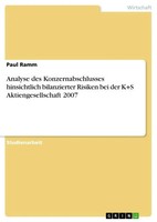 Paul Ramm | Analyse Des Konzernabschlusses Hinsichtlich Bilanzierter Risiken...