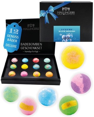 Badebomben Geschenk-Set 12 Badekugeln ''Luxury Bath Bombs - ...'' Hallingers DE