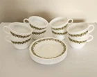 Vintage Corelle Pyrex Crazy Daisy Spring Blossom 8 Coffee Cups & 8 Saucers