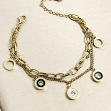 Armband Band Armkette Damen Gold Farbe Edelstahl Armkette Zirkonia Modeschmuck