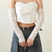 For Women's Summer Arm Covers Lace Design UV Protection Cooling Nylon 45x10cm