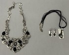 3-Piece Black Silver Statement Necklace Jewelry Lot — photo 1