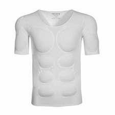 Padded Undershirt with Muscle Chest Slimming Fake Muscle Shirt Short Sleeve