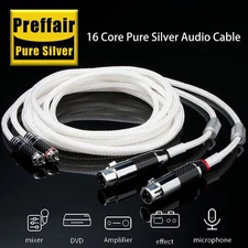 Audiophile 16Cores Pure Silver Interconnects XLR Male Female to RCA Male Cable