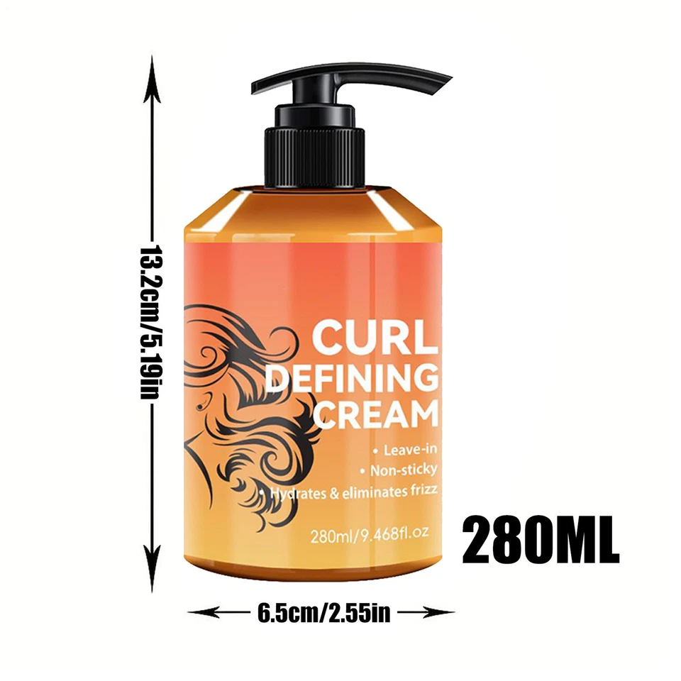 Crema para cabello rizado 280 ml crema potenciadora de rizos de cabello ondulado loción de larga duración  Foto 2 de 4