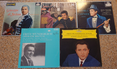 5 LP Lot - Operatic Tenors - Wunderlich MONTE Chenier STEFANO - LONDON BLUEBACK