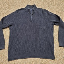 Tommy Bahama Sweater Mens Large Blue Quarter Zip Beach Casual Pima Cotton Preppy