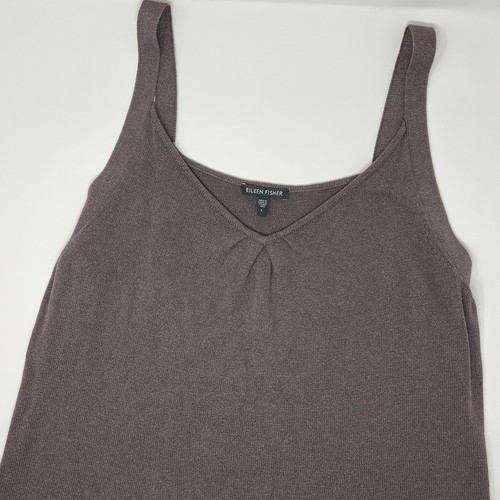 Canotta Eileen Fisher maglia scollo a V misto cotone seta marrone taglia large - Foto 1 di 8