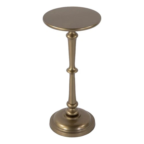 Butler Specialty Company Alisa 10 in. W Round Metal Pedestal End Table - Gold - Picture 1 of 4