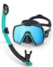 Freela Adult Dry Snorkel Set Scuba Diving Mask with Nose Cover, Safety Temper...