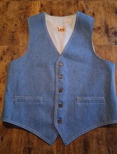 Vintage 70s LEE Denim Vest Sz 42 Medium