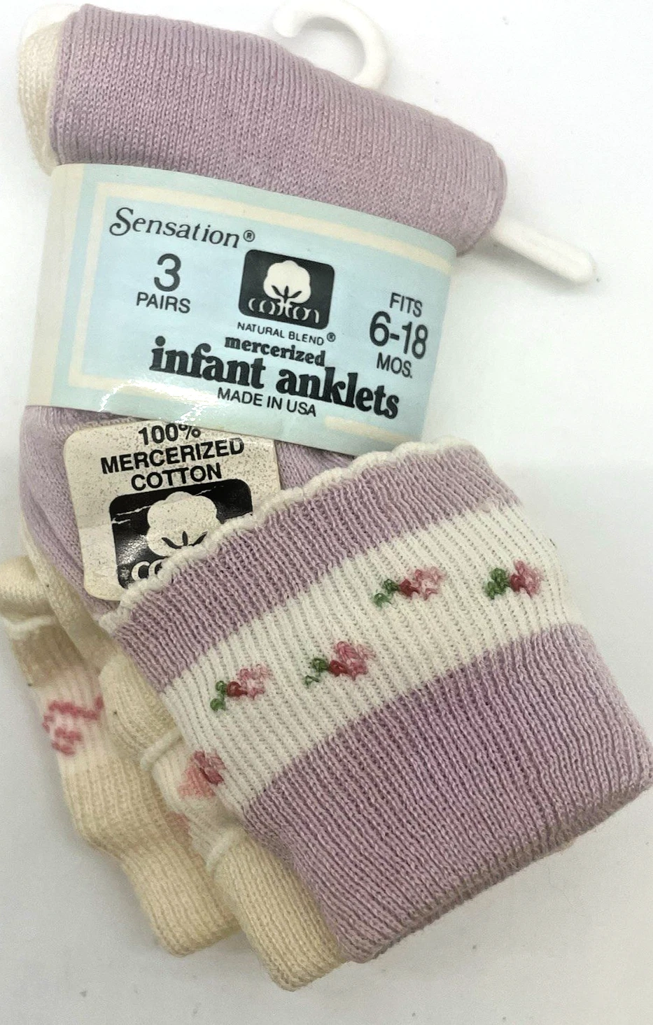Vintage Infant Baby Anklets Socks Sensation Cotton 3 Pairs 6-18 mos. VTG
Opens in a new window or ta