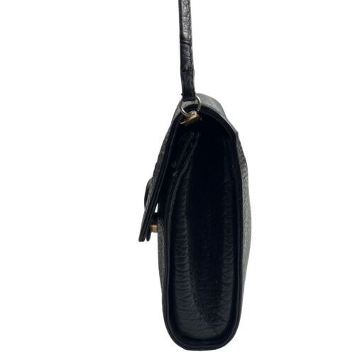 Desmo Women's Black Pebbled Leather Shoulder Crossbody Flap Bag Sz S - Picture 3 of 11