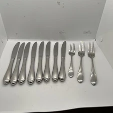 Gorham STUDIO Glossy Tips  Down Stainless Flatware 11 Piece Knives Forks