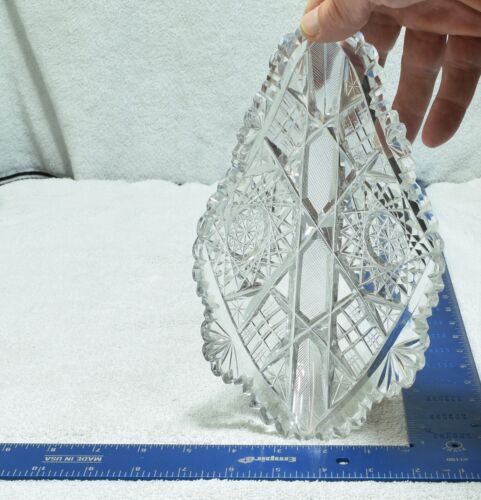 Antique ABP American Brilliant Deep Cut Glass Sawtooth Hobstar Candy Dish - Picture 3 of 8