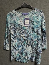 Autonomy Diagonal Ruffle Top Teal/Navy UK 14 RRP �39.99 LN021 ZZ 09