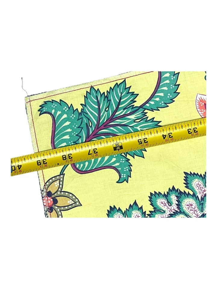 "Tela MALABAR de colección de Scalamandre' algodón amarillo impresa a mano 39""x29"" RARA Foto 4 de 4