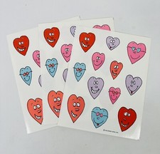 Vintage Smiling Hearts Hallmark Stickers - 3 Loose Sheets 1970  s Era