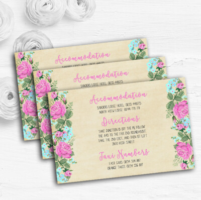 Personalisierte Informationskarten Vintage rosa & blau Aquarell Hochzeitsgast