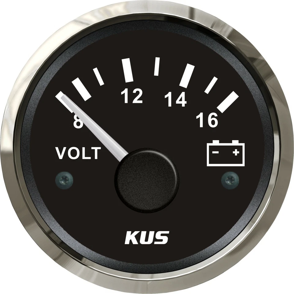 KUS Wasserdicht Voltmeter Boot Marine Spannung Gauge Instrument 8-16V 52mm IP67