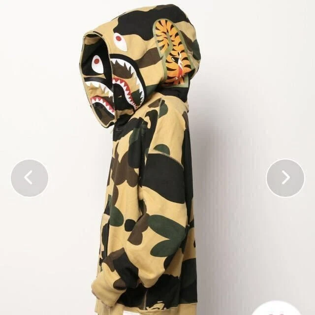 BAPE camo Giant shark full zip hoodie a bathing ape zoom Green