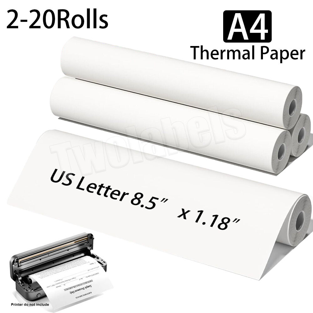 4 Rolls A4 Thermal Paper 8.5x11 for M08F M832 M834 Portable Printers