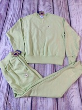 Champion Man Size M 2pc Set Reverse Weave Sweatshirt  Jogger Light Green A4 