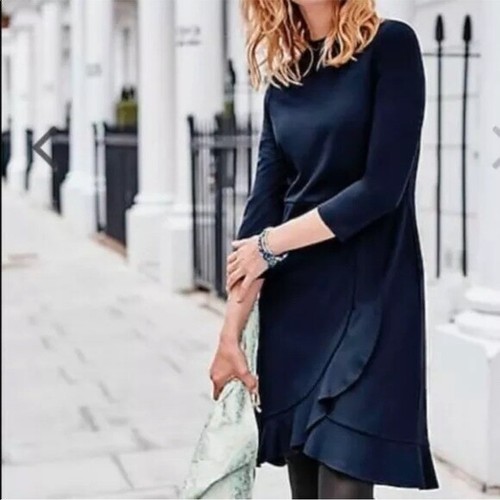 J Jill Ponte Flounce Hem Knit Dress 