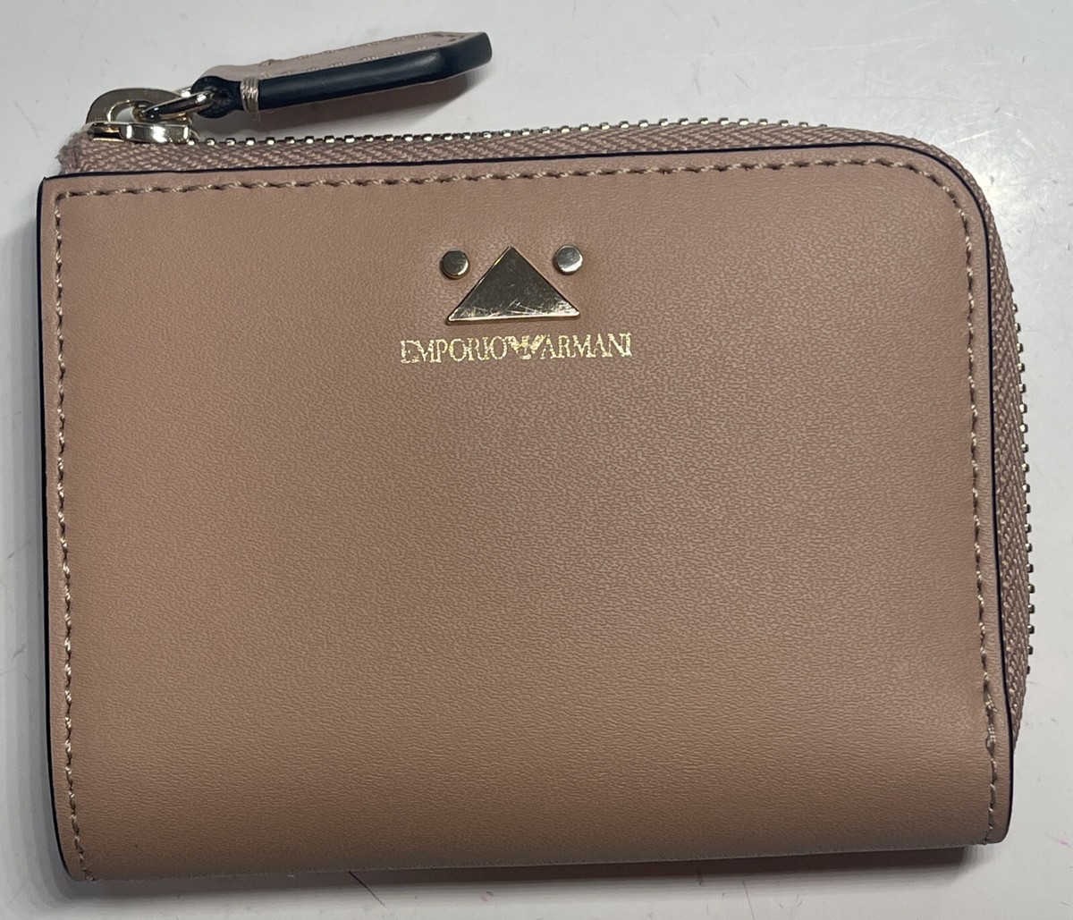 Emporio Armani Beige Taupe Card Case Zip Coins Purse Wallet | eBay