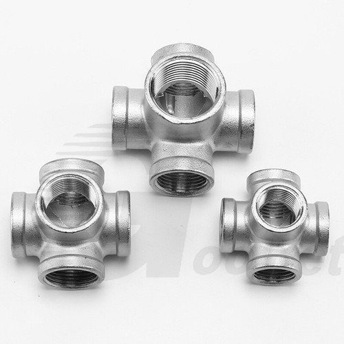 1/2 3/4 1" BSP Thread Stainless Steel 5 Way Cross Elbow Connector Pipe Fittings - Picture 8 of 14