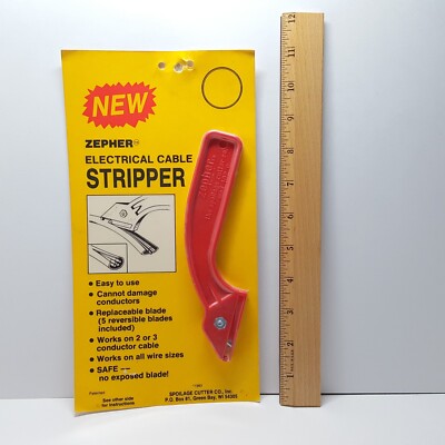 Vintage 1983 Spoilage Cutter Co ZEPHER Electrical Cable Stripper w/ Extra Blades