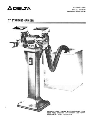 Delta Rockwell 7 Inch Standard Grinder Instructions