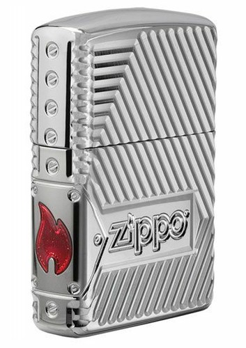Zippo Unisex Armor Bolts Design Lighter Polished Chrome Windproof COLLECTIBLE - Picture 2 of 4