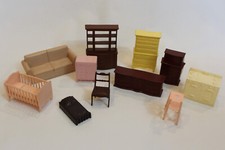 Lot 10 Vintage Marx Plastic Dollhouse Furniture AS-IS  Chest Dresser Sofa
