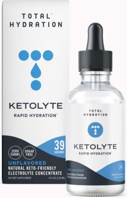 Ketolyte Rapid Hydration Electrolyte Drops Unflavored Keto No Sugar 39 Servings